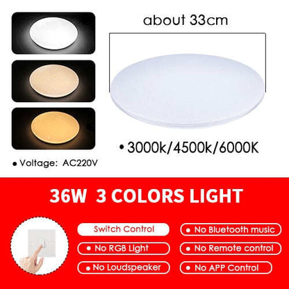 LED Music Ceiling Light RGB Bluetooth Speaker Lamp Home Party Bedroom 36W 40W  Remote Dimmable APP Smart Colorful Lighting