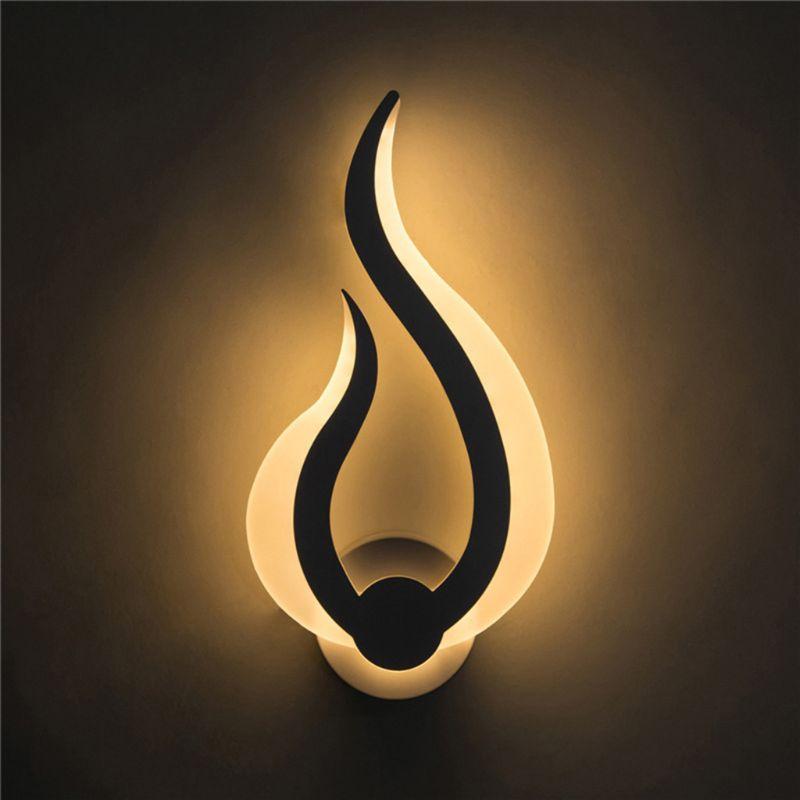 LED Light Modern Wall Lamp Acrylic Sconce 10W Flame Shape Indoor Bathroom Bedroom Living Room Hallway Art Decoration