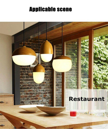 Imitation Wood Nut Pendant Lamp Industrial Retro Kitchen Shade Light for Dining Room Restaurant Island Decoration