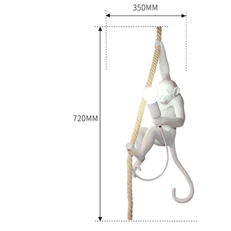 Modern Lovely Gold White Monkey Hemp Rope Pendant Lamp For Children Home Bar Cafe Decoration