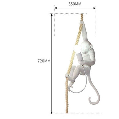 Modern Lovely Gold White Monkey Hemp Rope Pendant Lamp For Children Home Bar Cafe Decoration