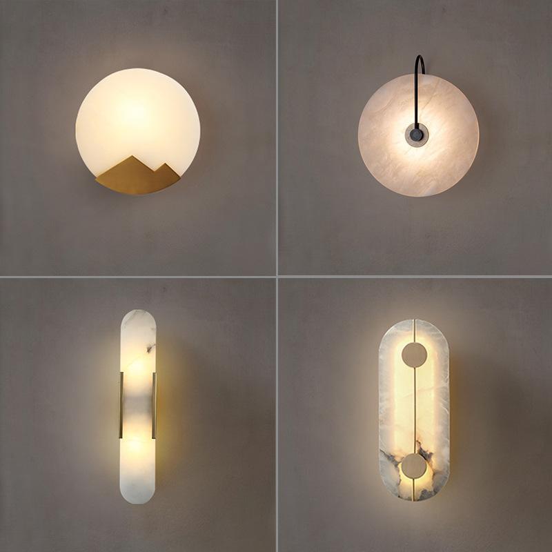 Nordic Dolomite Wall Lamp Bedroom Bedside Lamp Light Luxury Modern Creative Designer Living Room Long Copper Wall Lamp