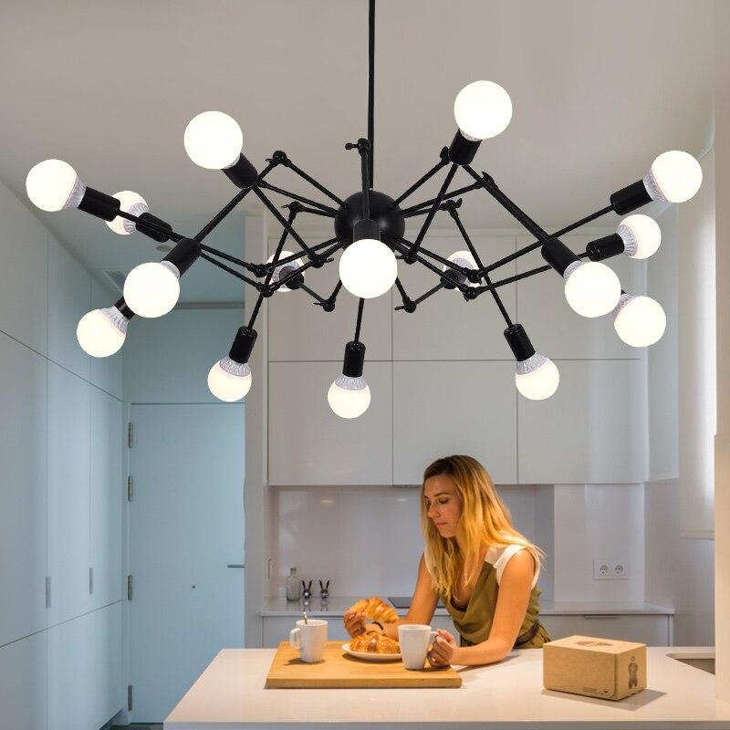 Vintage Industrial Loft Pendant Light 8/12/16/18 Heads Sputnik Pendant Lamp Restaurant Bar Lights