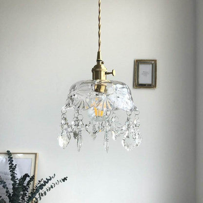 Nordic Brass Glass Pendant Lamp Modern Little Crown Pendant Lights LED E27 Decoration Hanging Lamp For Cafe Bedroom Bedside