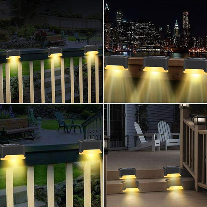 6/8pcs LED Solar Lamp Path Stair Outdoor Waterproof Wall Light Garden Landscape Step Stair Deck Lights Balcony Fence Solar Light
