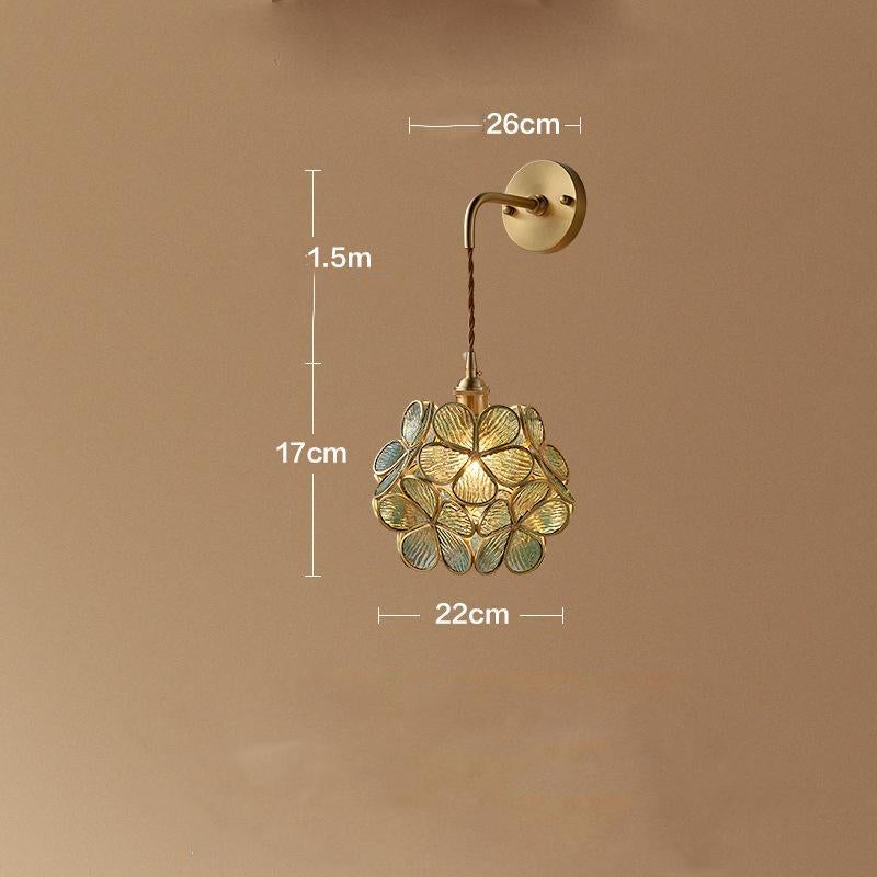 Creative Retro Pure Copper Petal Flower Bedside Bedroom Copper Wall Lamp House Coffee Shop Japanese Corridor Aisle Lamp