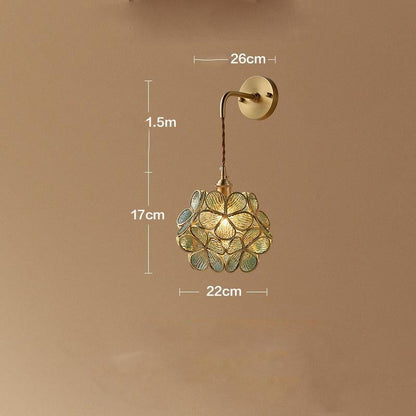 Creative Retro Pure Copper Petal Flower Bedside Bedroom Copper Wall Lamp House Coffee Shop Japanese Corridor Aisle Lamp