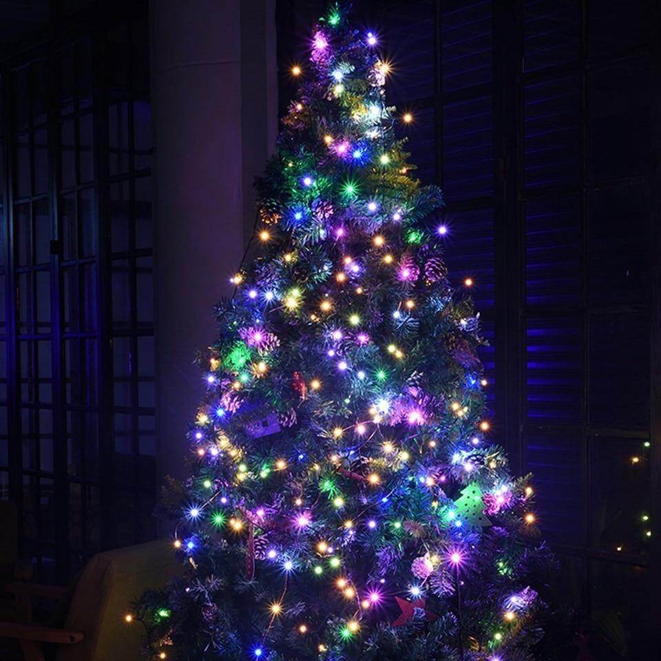 LED Strip 2-10m 20-100 Led Fairy Light String Outdoor Garland Christmas Wedding Party Decoration Battery Operated silver Copper