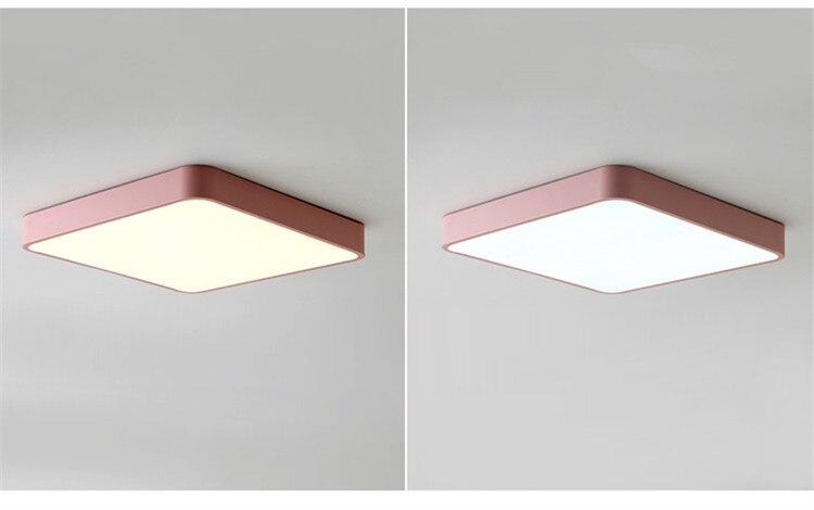 Modern LED Ceiling Light Ultra-thin Colorful Square  Iron Acrylic Kitchen Bedroom Indoor Dustproof Lighting Fixture