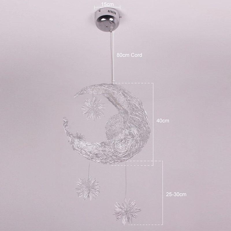 Creative personality restaurant bar balcony bedroom simple children's room warm aluminum wire star moon chandelier