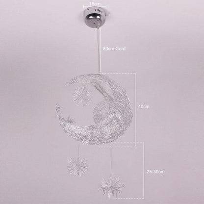 Creative personality restaurant bar balcony bedroom simple children's room warm aluminum wire star moon chandelier