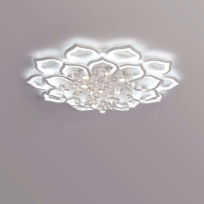 Modern LED Ceiling Lights Fixtures For Living Room White K9 Crystal Home Bedroom Lamp With Remote Control Dimmable Plafon Lustre