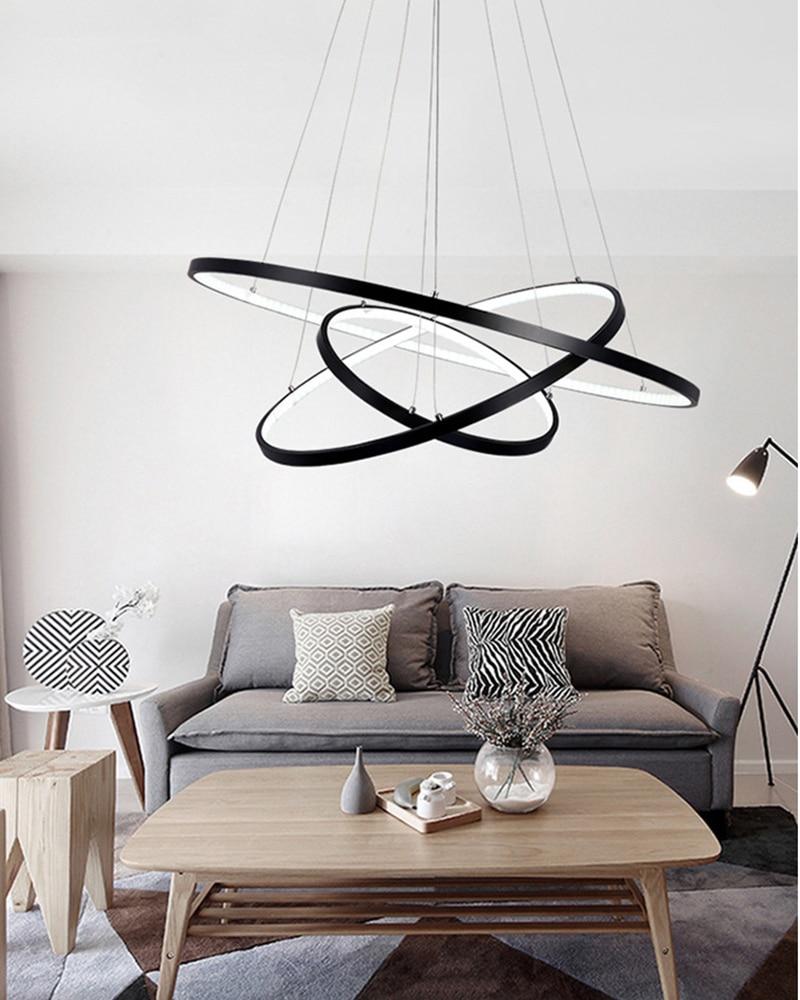 Aluminum Circle Rings Modern LED Chandelier lighting White&Black&Gold Lustre Living Kitchen Dining room nordic lamp luminarias