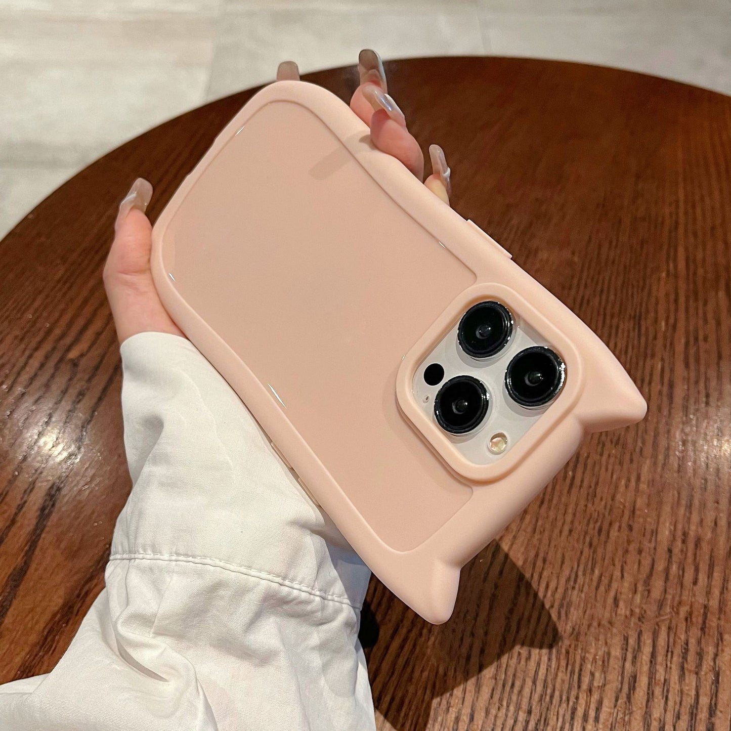 Cute Cartoon 3D Cat Ear Phone Case For iPhone 16 Plus 15 14 13 12 11 Pro Max Animal Design Matte Soft Silicone Protection Cover