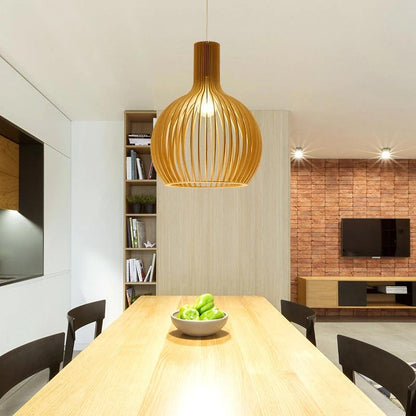 Modern Black Wood Birdcage E27 Bulb Pendant Lights Home Deco Pendant Lamp