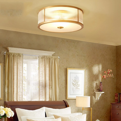 Led E27 American Copper Glass Golden Round LED Lamp.LED Light.Ceiling Lights.LED Ceiling Light.Ceiling Lamp For Foyer Bedroom
