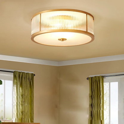 Led E27 American Copper Glass Golden Round LED Lamp.LED Light.Ceiling Lights.LED Ceiling Light.Ceiling Lamp For Foyer Bedroom