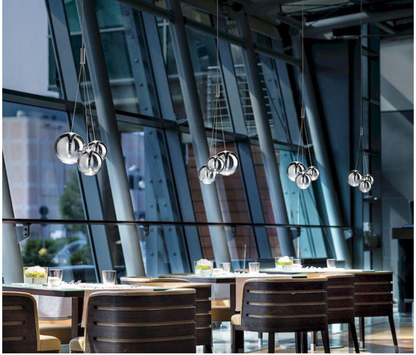 Modern Led Glass Ball Pendant Lamp for Kitchen Dining Room Bedroom Hanging Light Restaurant Chandeliers