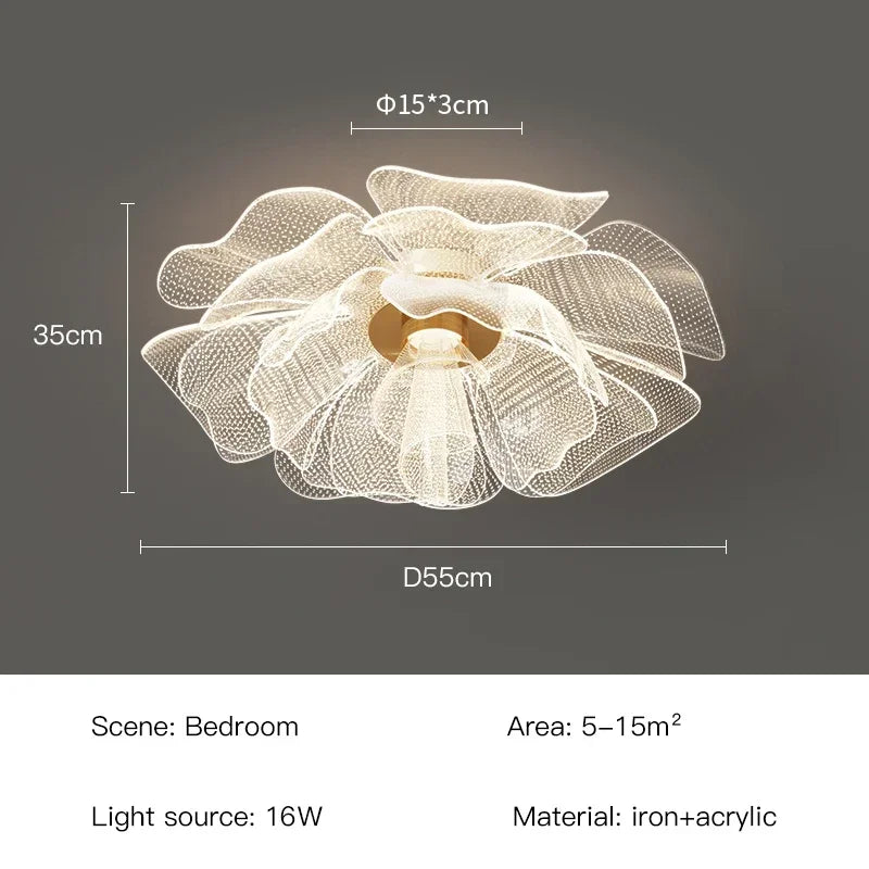 LED Ceiling Light Flower Design Acrylic Lamp Study Bedroom Entrance Hallway Light Interior Gold Luxury Lighting
