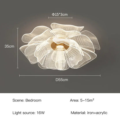LED Ceiling Light Flower Design Acrylic Lamp Study Bedroom Entrance Hallway Light Interior Gold Luxury Lighting