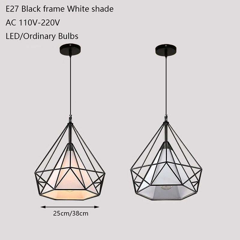Modern Iron Painted Industrial Chandeliers E27 Diamond Chandelier LED Lighting For Living Room Kitchen Bedroom Bar Hotel