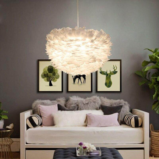 Modern Feather Pendant Lights White Nature Goose Romantic E27 Led Pendant Lamps For Home Lighting Restaurant Bedroom Living Room