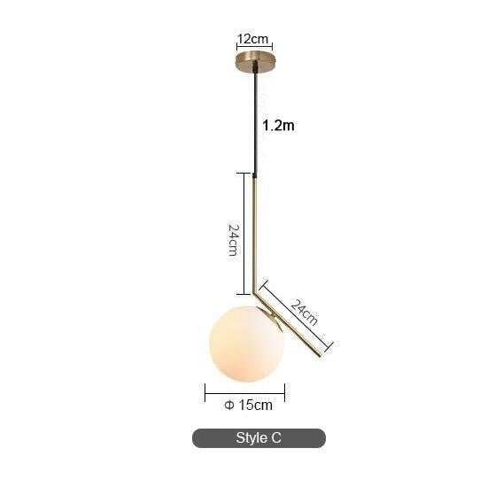 Modern LED Round Glass Ball Pendant Lights Iron E14 Pendant Lamps Hanging Light Fixture for Living Room Bedroom Dining Room