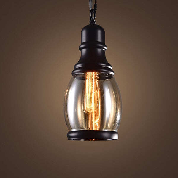 Vintage Loft Pendant Light Industrial Style Amber Glass Lamp Bar/Restaurant Retro Room Bar Bed Room 3 Style Pendant Light