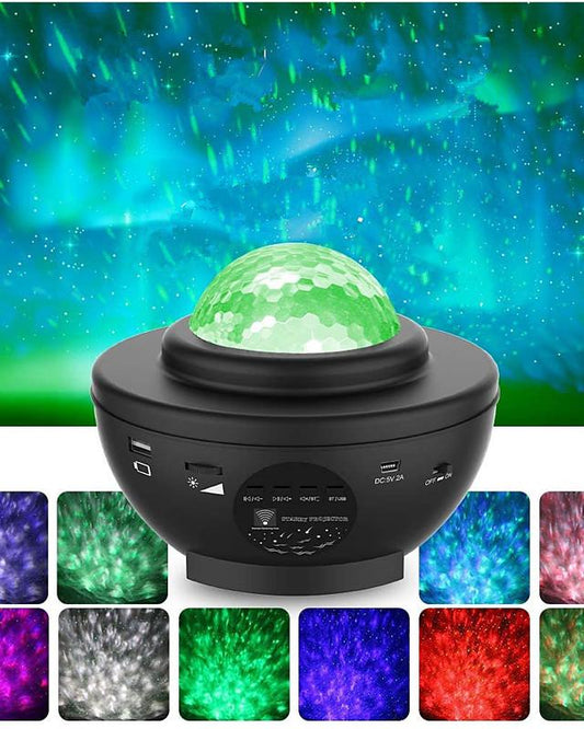 LED Star Night Light Wave Sky Starry Galaxy Projector Blueteeth USB Voice Control Music Player 360 Rotation Night Lighting Lamp