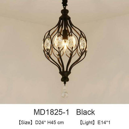 Nordic Crystal Pendant Lights Black Dining Table Lamp Hanging Light For Kitchen Living Room Bedroom Corridor Led Industrial Lamp