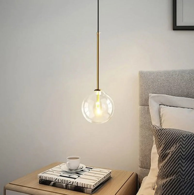 Nordic Clear Glass Lampshade Hanging Light Creative Restaurant Chandelier Simple Bar Cafe Lamps