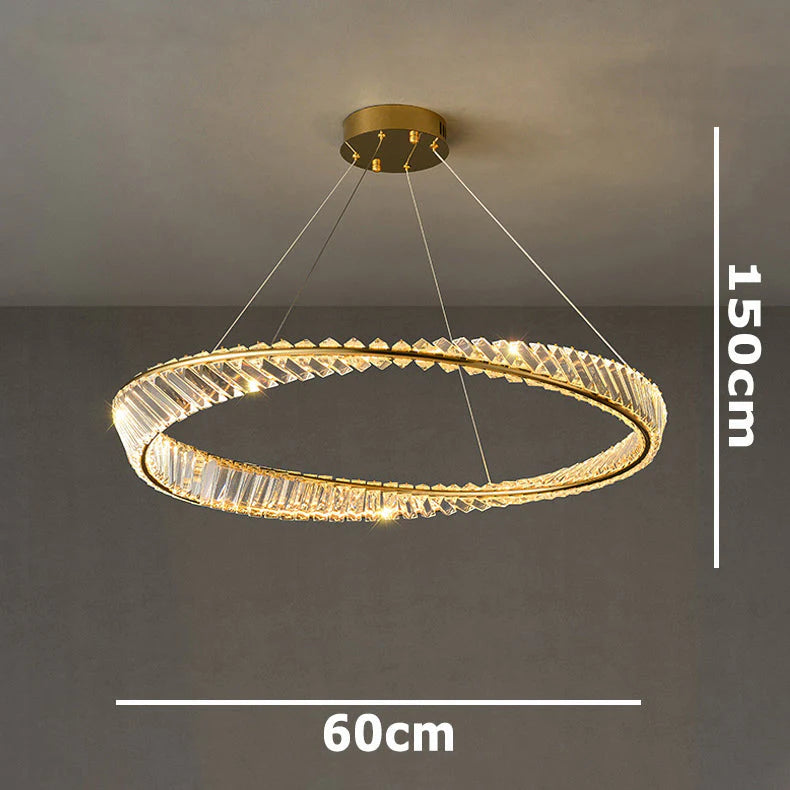Dimmable Crystal Chandeliers Lighting Modern Ring Pendant Light LED Lamp Fixtures for Dining Room Livingroom Bedroom Kitchen