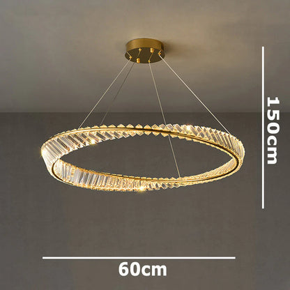 Dimmable Crystal Chandeliers Lighting Modern Ring Pendant Light LED Lamp Fixtures for Dining Room Livingroom Bedroom Kitchen