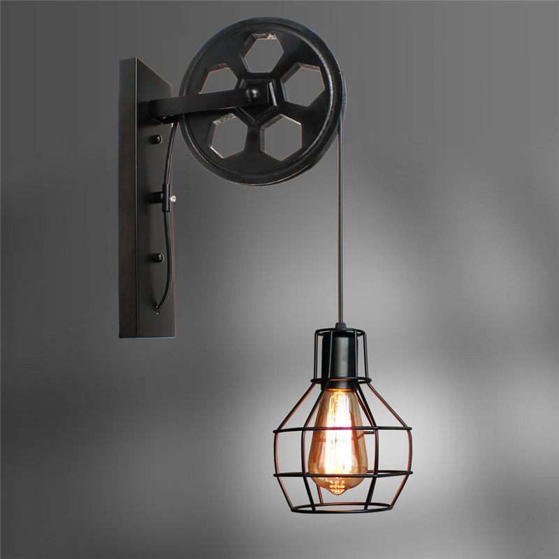 Vintage Wall+Lamps led lamp wall sconces Retro Wall Light fixtures Lifting Pulley bedroom lamp American Industrial mirror light