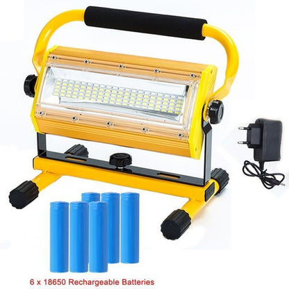 100W Refletor LED Outdoor Lighting Flood Light Lamp Floodlight COB LEDs Spotlight Garden Lamp with 6x 18650 Battery & Charger