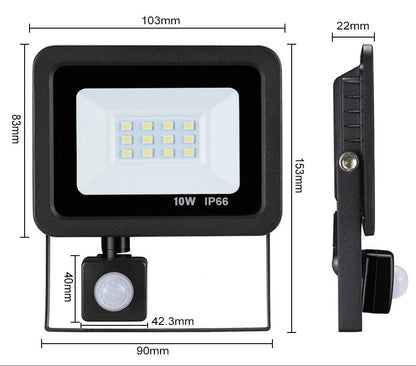 LED PIR Motion Sensor Adjustable Flood Light 10W 20W 30W 50W Waterproof IP66 Floodlight Garden Spotlight Outdoor Wall Lamp