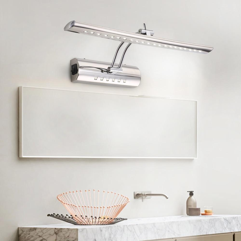 Led Mirror Light With Switch 7W 9W Wall Mounted Wall Lamp Indoor Modern Bathroom Light Waterproof Stainless