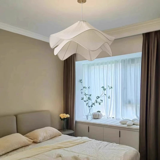 Pendant Lamp LED Nordic Minimalist white fabric flower Chandelier Living Room Bedroom Home Decor Lighting