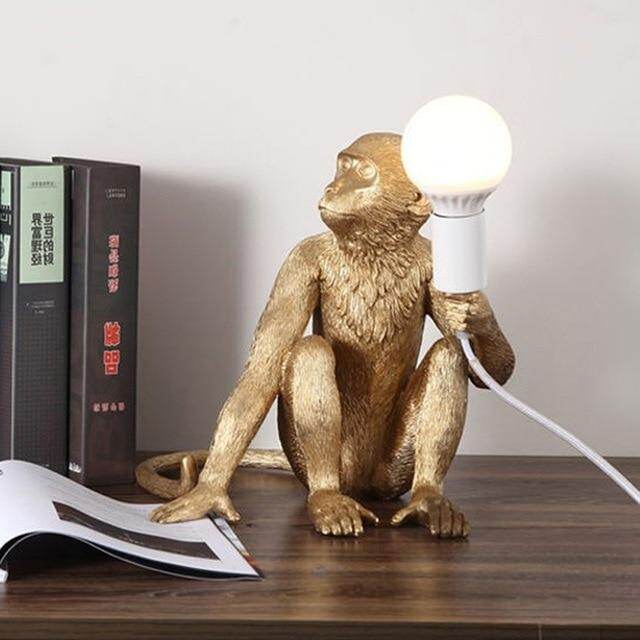 Resin Black White Gold Monkey Lamp Pendant Light For Living Room Lamps Art Parlor Study Room Led Lights lustre With E27 Led Bulb
