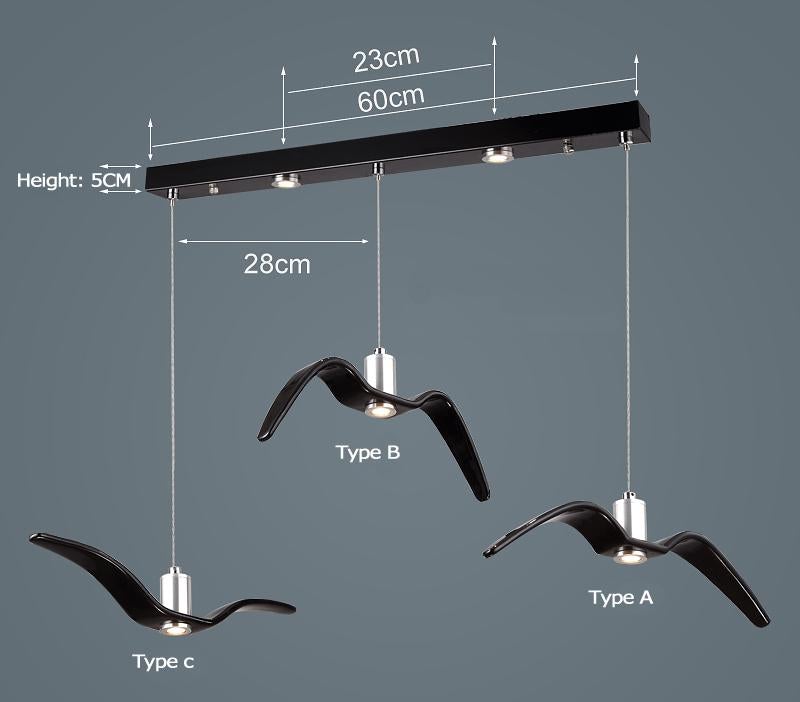 Resin Night Birds Silhouette Sky Freedom Seagull Pendant Light