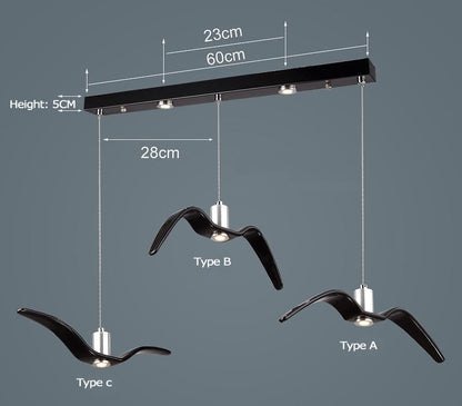 Resin Night Birds Silhouette Sky Freedom Seagull Pendant Light