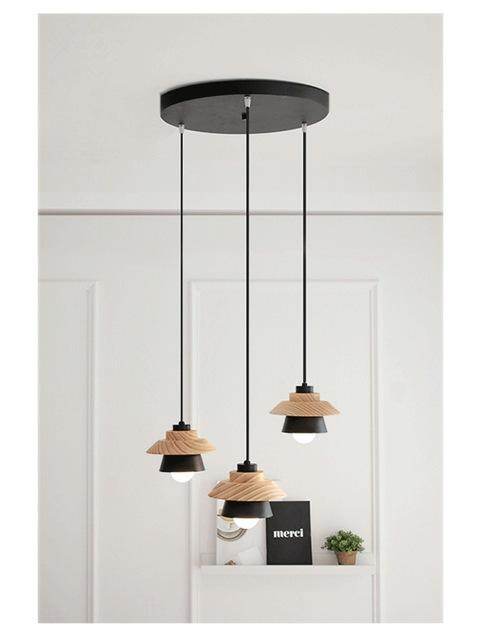 Modern Pendant Lamp Light, Natural Simple Wooden Pendant Light Lighting Fixture For Loft Cafe Bar Living Room Luminaire