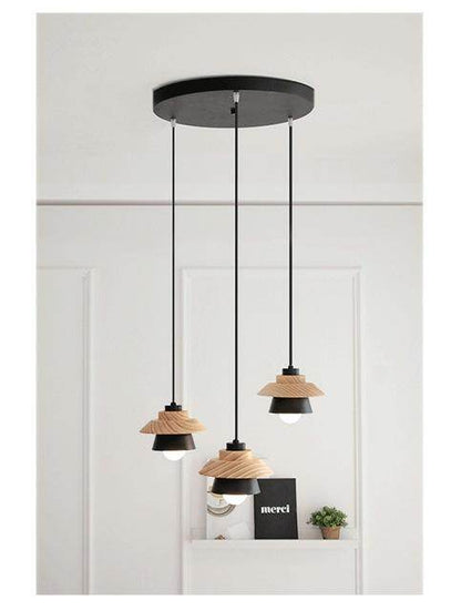 Modern Pendant Lamp Light, Natural Simple Wooden Pendant Light Lighting Fixture For Loft Cafe Bar Living Room Luminaire