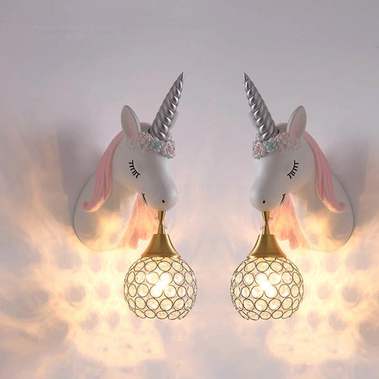 Nordic Modern Unicorn Wall Lamps Simple Individual Lovely Kids Room Wall Lights Bedroom Lamp Cartoon Sconce Wall Light