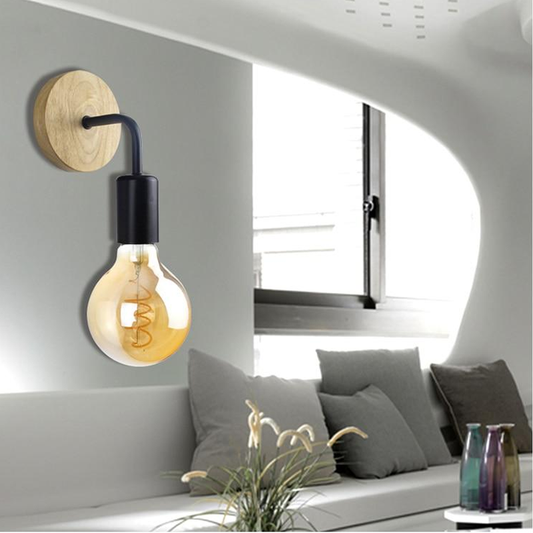 Wood Wall Lamp Vintage Sconce Wall Lights Fixture E27 Bedside Retro Lamp Industrial Decor Dining Room Bedroom Light