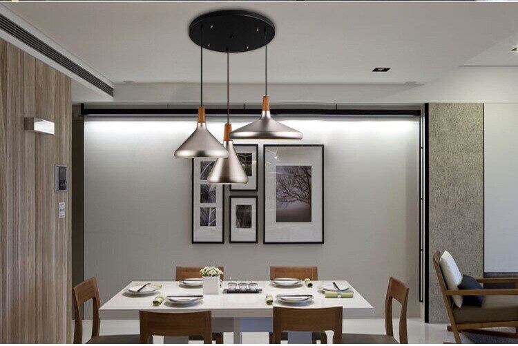 Brushed Gold/Silver Modern Pendant Lights Industrial  Kitchen Pendant Lamp Shade Light For Dining Room Kitchen Decoration