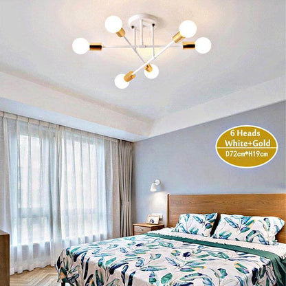 6/8 Head LED Industrial Iron Ceiling Light Living Room Lighting Nordic 220V E27 LED Lamp
