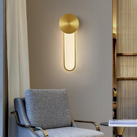 Nordic Gold Pure Copper Bedroom Wall Lamp