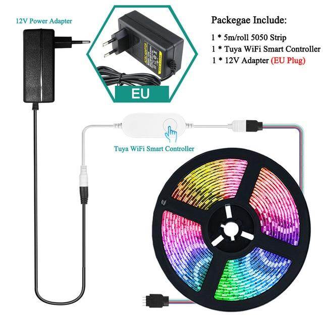 Smart WIFI LED Strip Light Work with Alexa Google Assistant Voice Control RGB LED Lights Strip 5050 60LEDs/m Color Changing