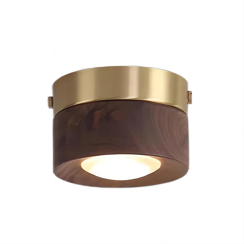Walnut Wood Brass Downlight Ceiling Light Fixture Spotlight for Living Dining Room Kitchen Island Corridor
